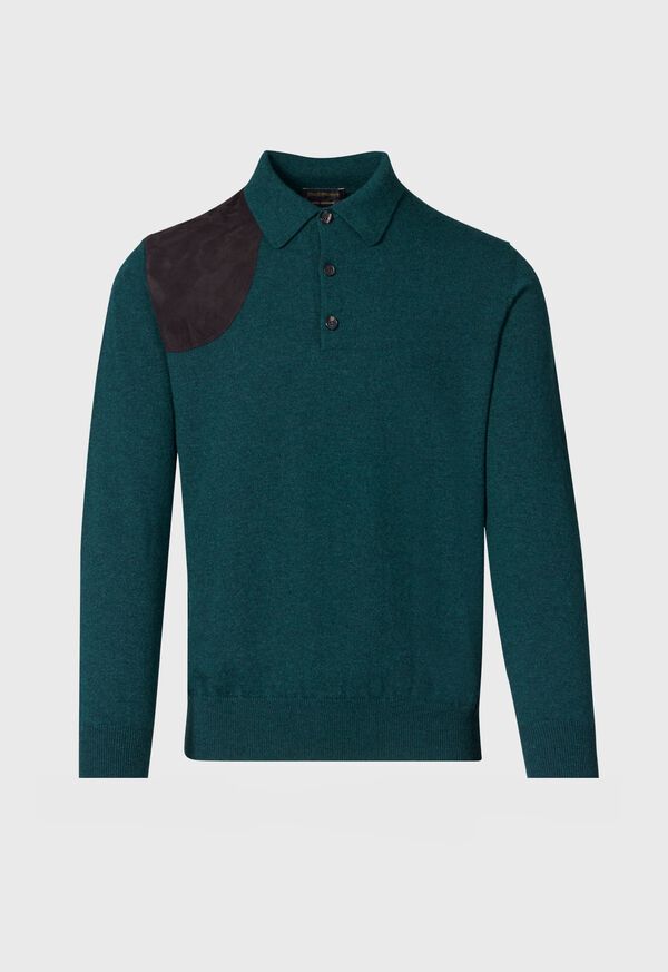 Paul Stuart Cashmere Polo Shirt with Suede