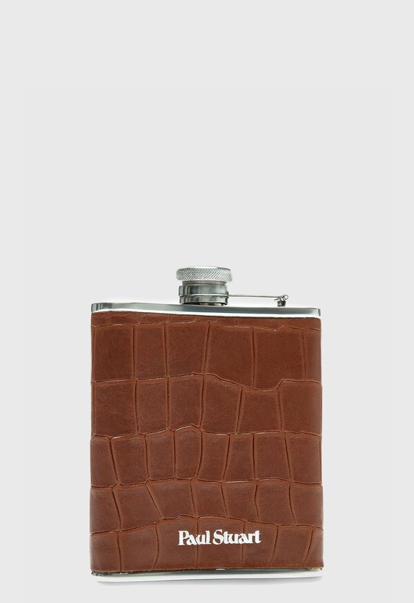 Paul Stuart Embossed Leather Flask, image 1