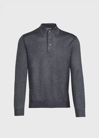 Paul Stuart Long Sleeve Merino Wool Polo Shirt, thumbnail 1