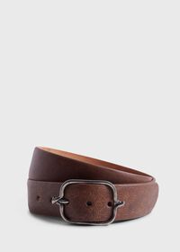 Paul Stuart Textured Leather Belt with Silver Buckle, thumbnail 1