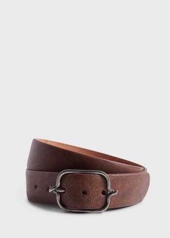 Paul Stuart Textured Leather Belt with Silver Buckle
