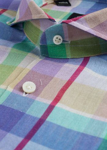 Paul Stuart Printed Linen Plaid Sport Shirt