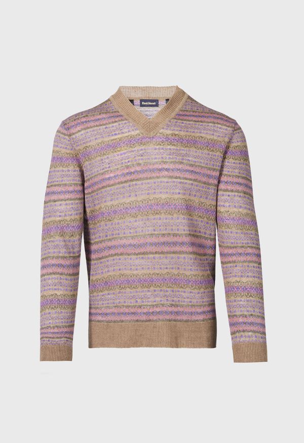 Paul Stuart Linen Fair Isle V-neck Sweater
