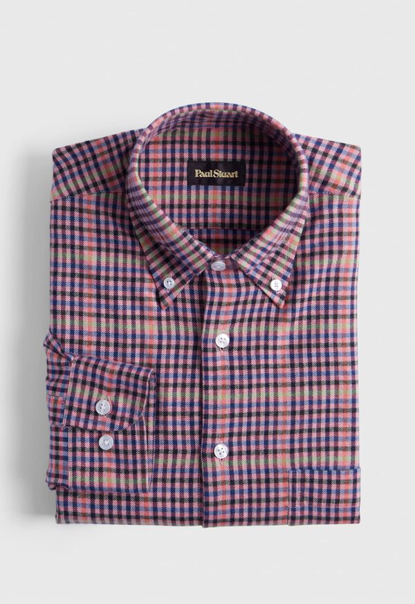 Paul Stuart Small Plaid Flannel Sport Shirt, image 1