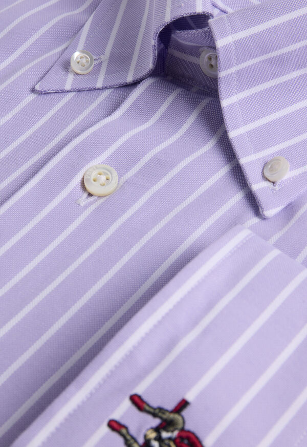 Paul Stuart Wide Striped Oxford Logo Sport Shirt, image 3