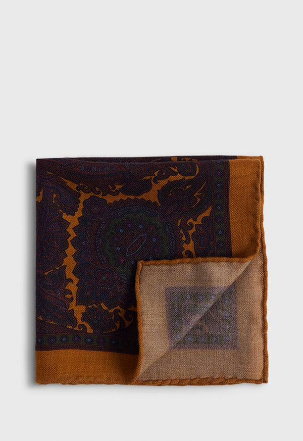 Paul Stuart Wool Paisley Pocket Square, image 1