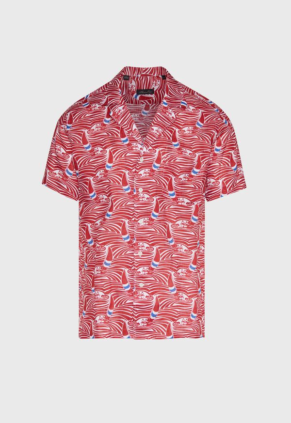 Paul Stuart Sailboat Wave Print Shirt, image 1