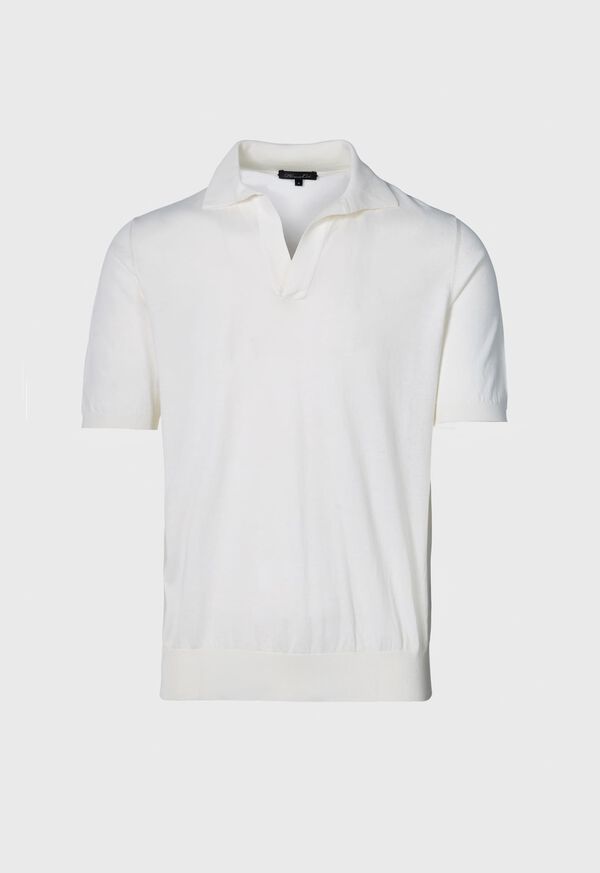 Paul Stuart Cotton Knit Johnny Collar Short Sleeve Shirt, image 1
