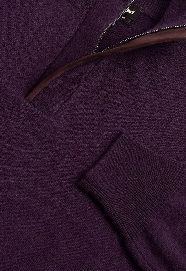 Paul Stuart Quarter Zip Sweater with Suede Trim, image 2