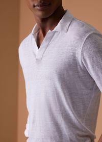 Paul Stuart Linen Johnny Collar Long Sleeve Pullover, thumbnail 4