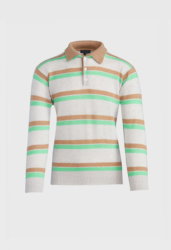 Paul Stuart Cashmere Double Collar Stripe Polo, image 1