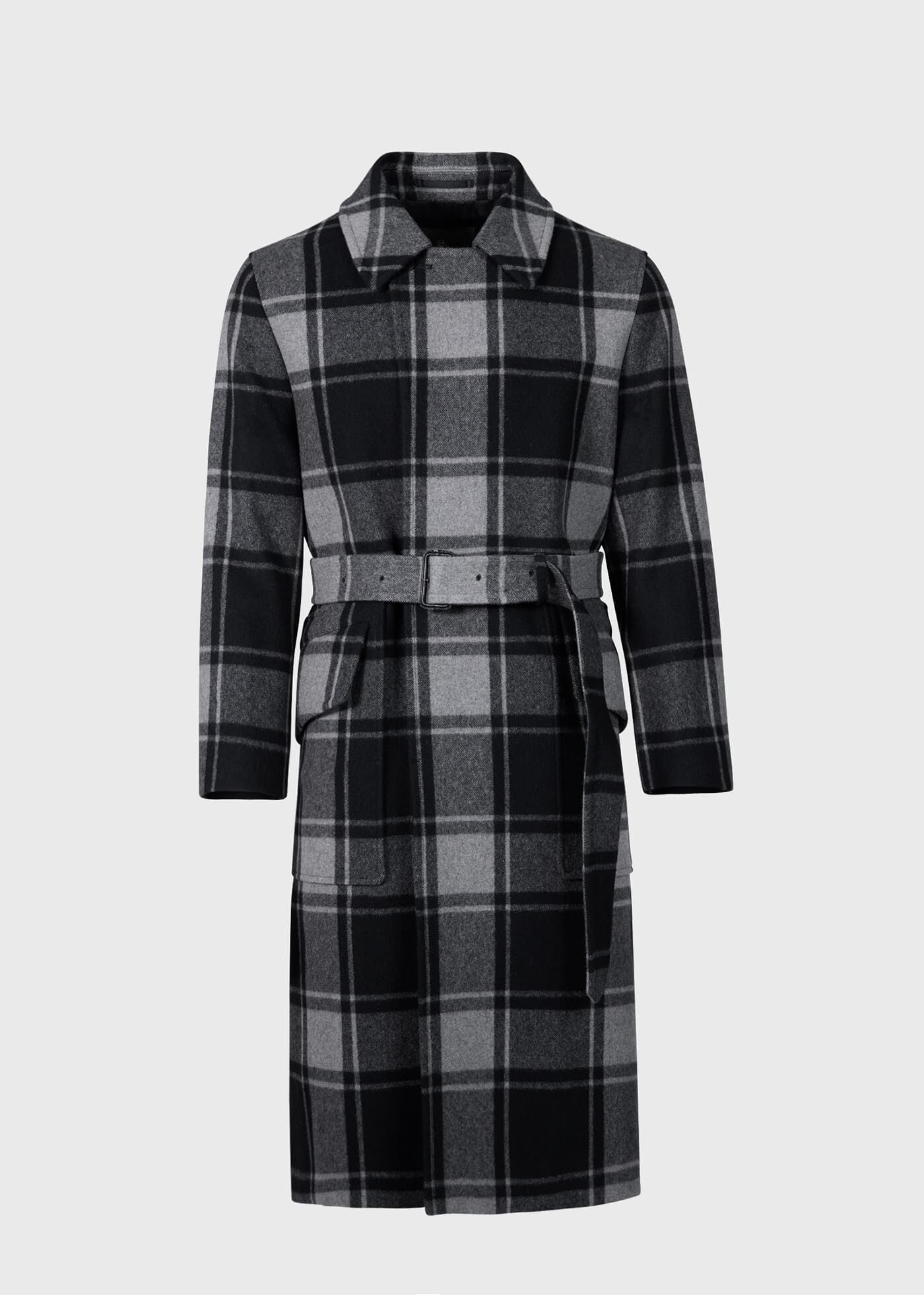 Tartan wool balmacaan topcoat sales