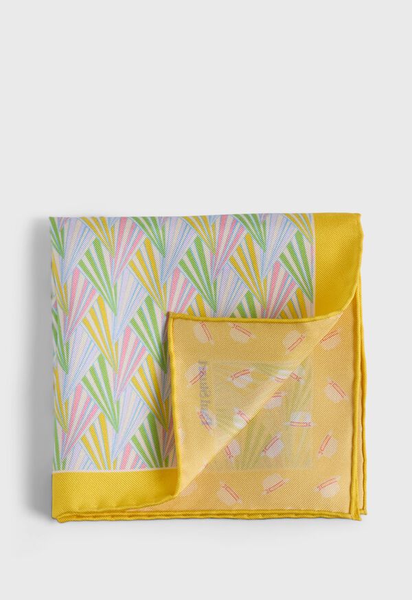 Paul Stuart Printed Silk Basketweave Pocket Square, image 1