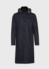 Paul Stuart Navy Long Hooded Coat, thumbnail 1