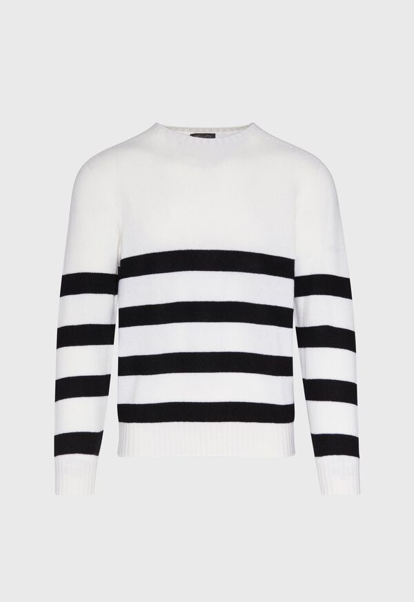 Paul Stuart Black and White Cashmere Stripe Sweater