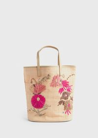 Paul Stuart Straw Floral Tote, thumbnail 1