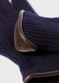 Paul Stuart Cashmere Ribbed Glove with Leather Trim Cuff, thumbnail 2
