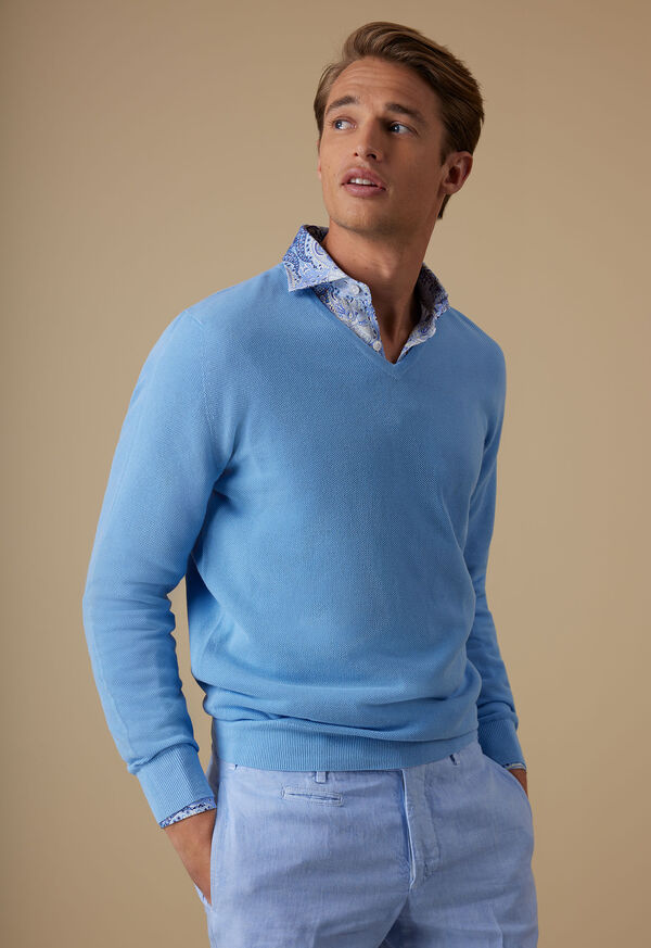 Paul Stuart Cotton Pique V-Neck Sweater, image 2