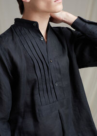 Paul Stuart Black Linen Pleated Pull Over Lounge Set, thumbnail 4