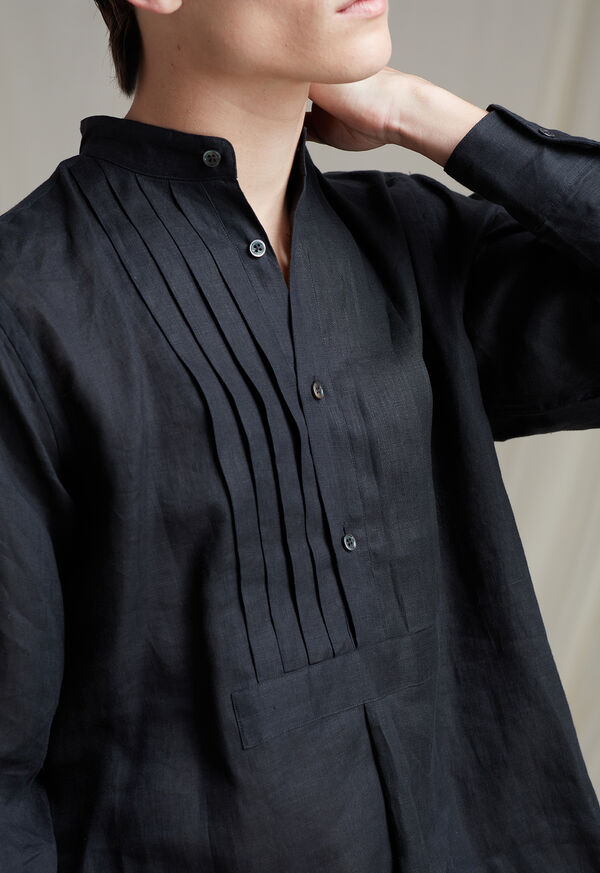 Paul Stuart Black Linen Pleated Pull Over Lounge Set, image 4