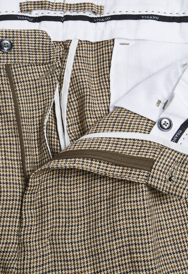 Paul Stuart Brown Linen Mini Check Pant, image 2