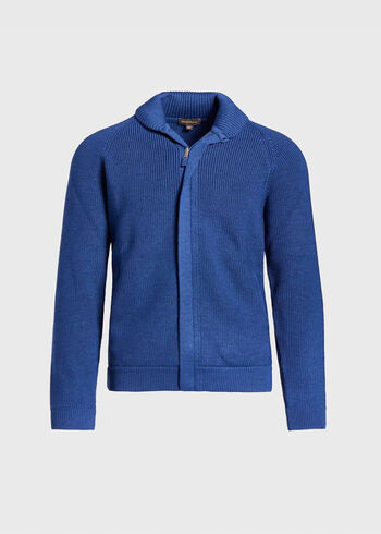 Paul Stuart Merino Wool Ribbed Full Zip Cardigan