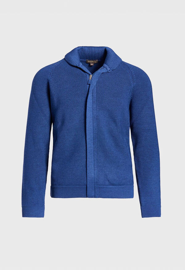 Paul Stuart Merino Wool Ribbed Full Zip Cardigan, image 1