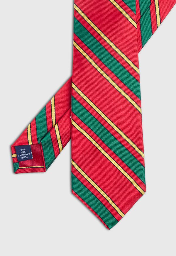 Paul Stuart Green Deco Stripe Silk Skinny Tie, image 1