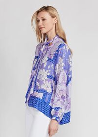 Paul Stuart Floral Tie Front Silk Blouse, thumbnail 2