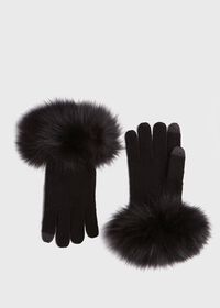 Paul Stuart Touchscreen Fox Fur Trim Glove, thumbnail 1