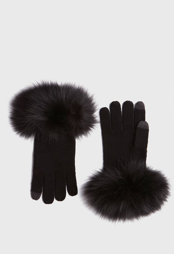 Paul Stuart Touchscreen Fox Fur Trim Glove, image 1