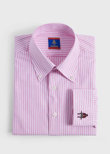 Paul Stuart Striped Oxford Logo Sport Shirt