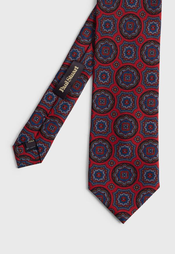 Paul Stuart Printed Silk Oversized Medallion Tie, image 1