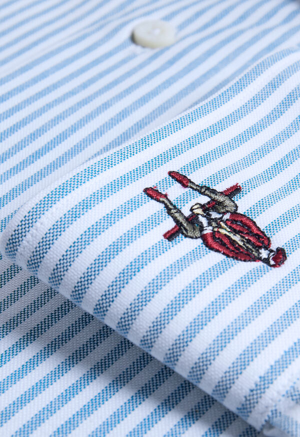 Paul Stuart Cotton Striped Oxford Logo Sport Shirt, image 3