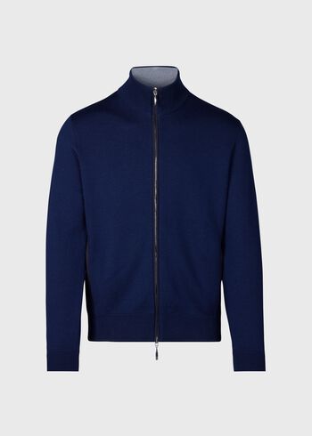 Paul Stuart Double Faced Wool Jersey Zip Cardigan