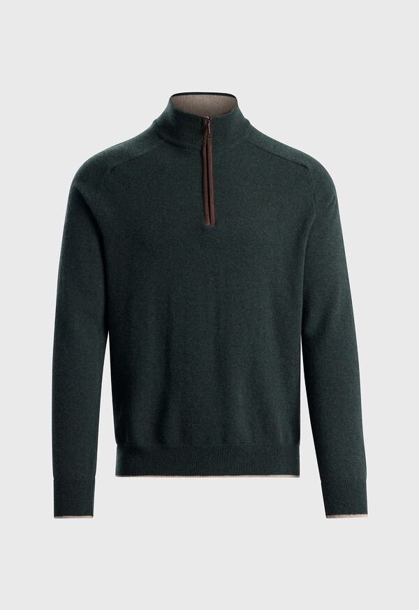 Paul Stuart Suede Trim Quarter Zip Pullover, image 1