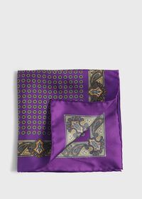 Paul Stuart Printed Silk Medallion and Paisley Pocket Square, thumbnail 1