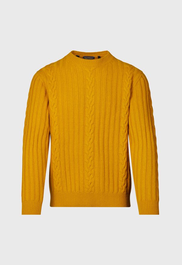 Paul Stuart Wool Cable and Rib Crewneck Sweater