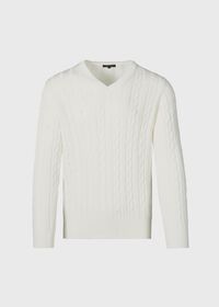 Paul Stuart Cotton Cable V-Neck Pullover, thumbnail 1