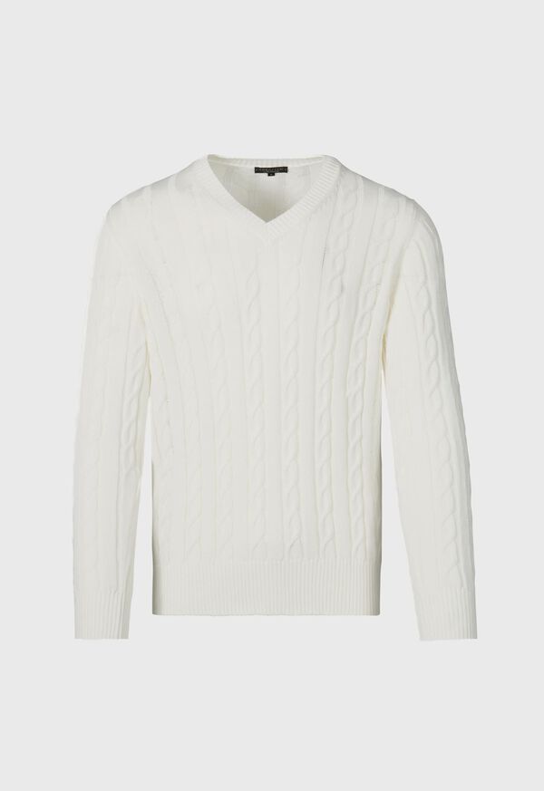 Paul Stuart Cotton Cable V-Neck Pullover, image 1