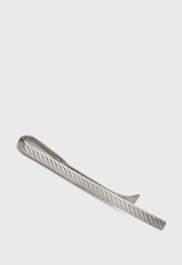 Paul Stuart Diagonal Ribbed Sterling Silver Tie Bar, image 1