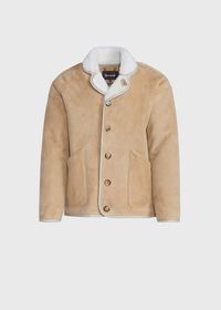 Paul Stuart Ironed Camel Shearling Coat, thumbnail 1