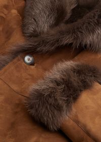 Paul Stuart Leather Brown Long Coat, thumbnail 4
