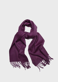 Paul Stuart Cashmere Solid Color Scarf with Embroidered Logo, thumbnail 3