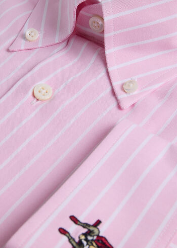 Paul Stuart Wide Striped Oxford Logo Sport Shirt