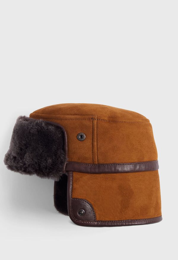 Paul Stuart Round Shearling Hat with Snaps, image 1