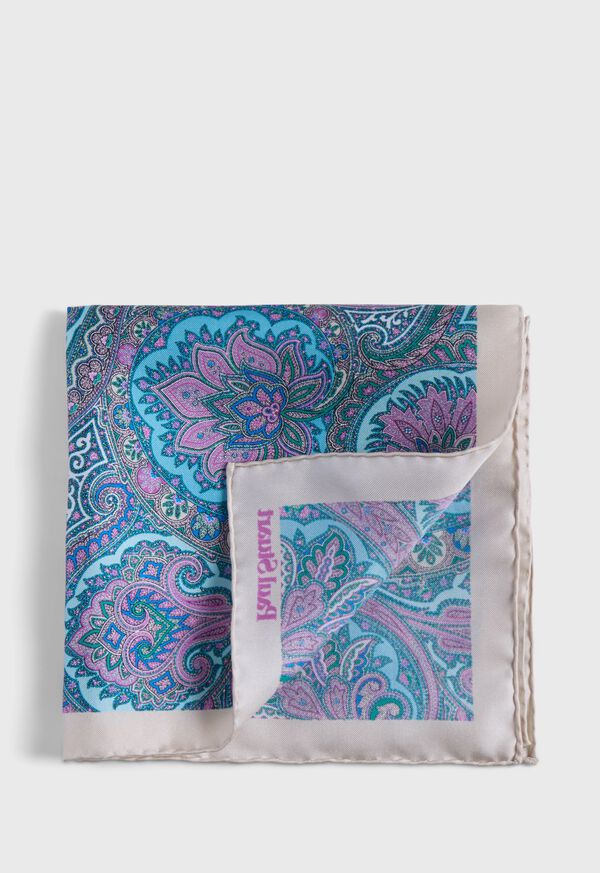 Paul Stuart Printed Silk Paisley Pocket Square, image 1