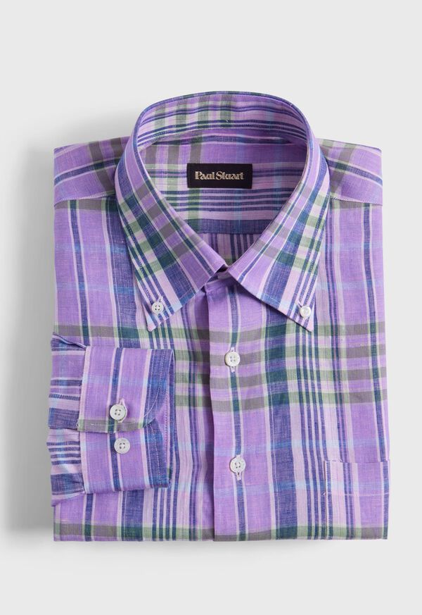 Paul Stuart Linen Plaid Sport Shirt, image 1