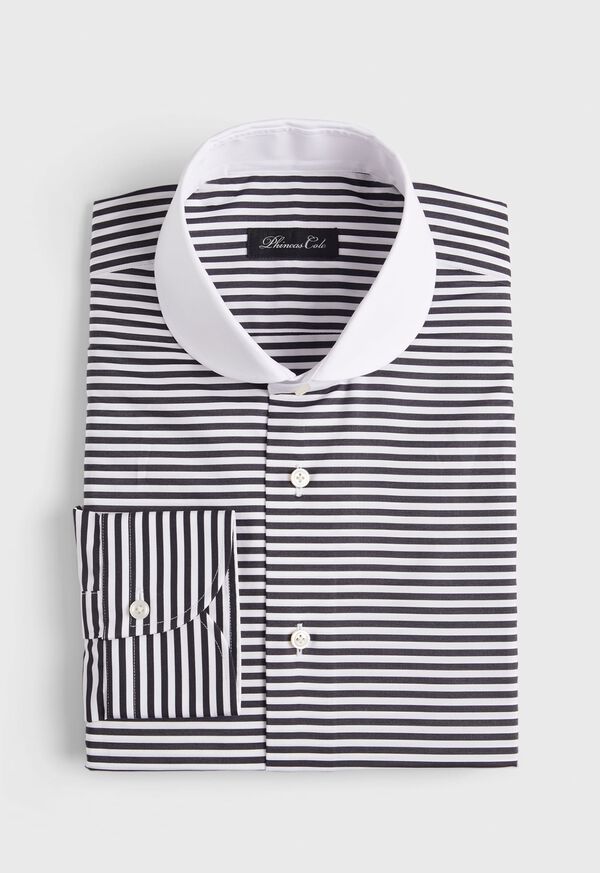 Paul Stuart Horizontal Stripe Round Collar Shirt