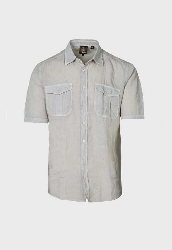 Paul Stuart Washed Linen Military Style Shirt